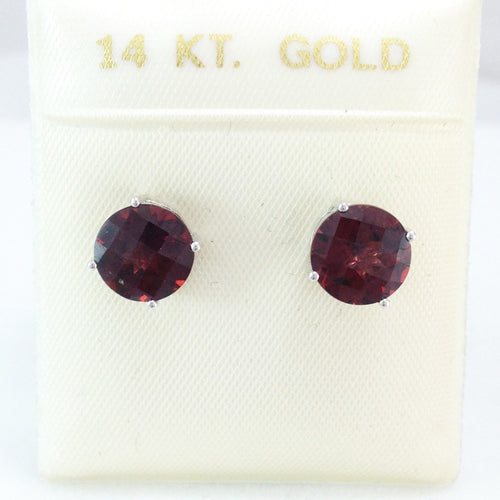 Genuine Garnet 4.9 cttw 8mm 14K white gold Earrings NWT $664