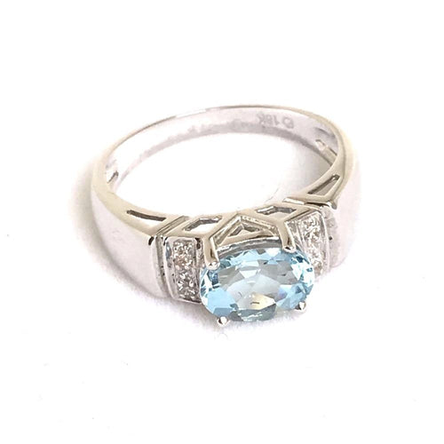 Genuine 1.22 ct Aquamarine Ring &  Diamond 18K white gold $1600 NWT