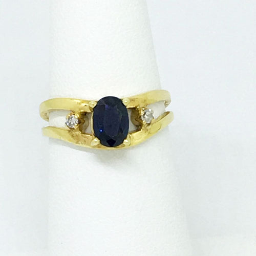 14K Yellow Gold & Genuine Sapphire & Diamond Ring $2200 NWT