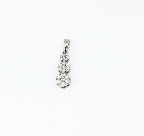 14K White Gold Flower Cluster Diamond Pendant NWT $1145