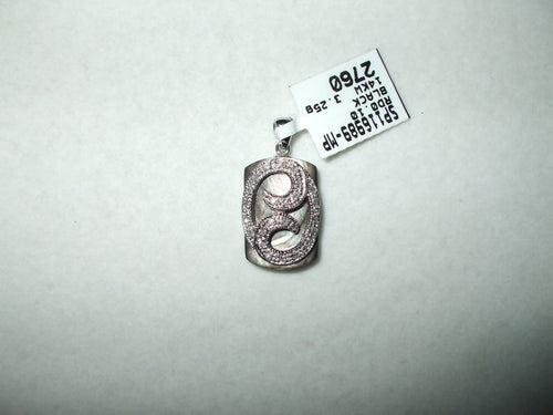 Black Mother of Pearl and Diamond Pendant 14K white gold $550