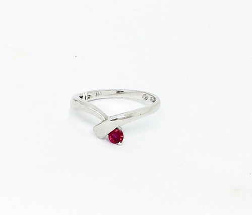 14K White Gold & Genuine Ruby Ring NWT $550