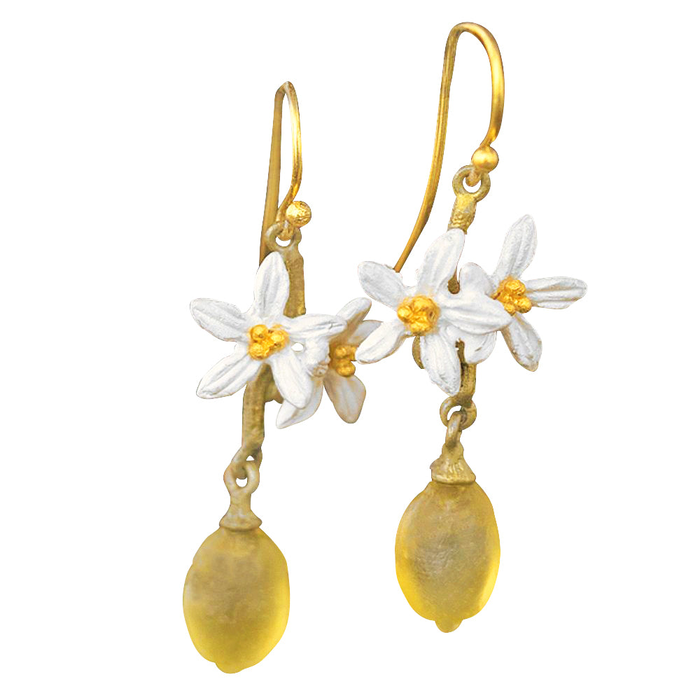 Michael Michaud Lemon Drop with 2 Blossoms Wire Earrings 3318