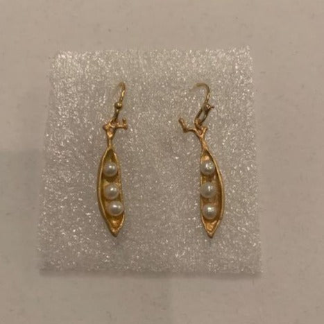 Michael Michaud Retired Petite Pea Pod 3 Wire Earrings 4707 BZG Retail Price $82