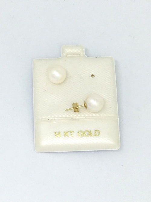 Cultured Pearl Stud Earrings 8 - 8.5 mm 14K yellow gold $220