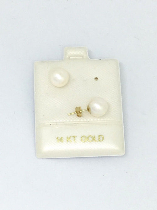Cultured Pearl Stud Earrings 8 - 8.5 mm 14K yellow gold $220