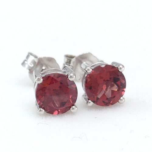 Genuine Garnet 1.3 cttw 5mm 14K white gold Earrings NWT $358
