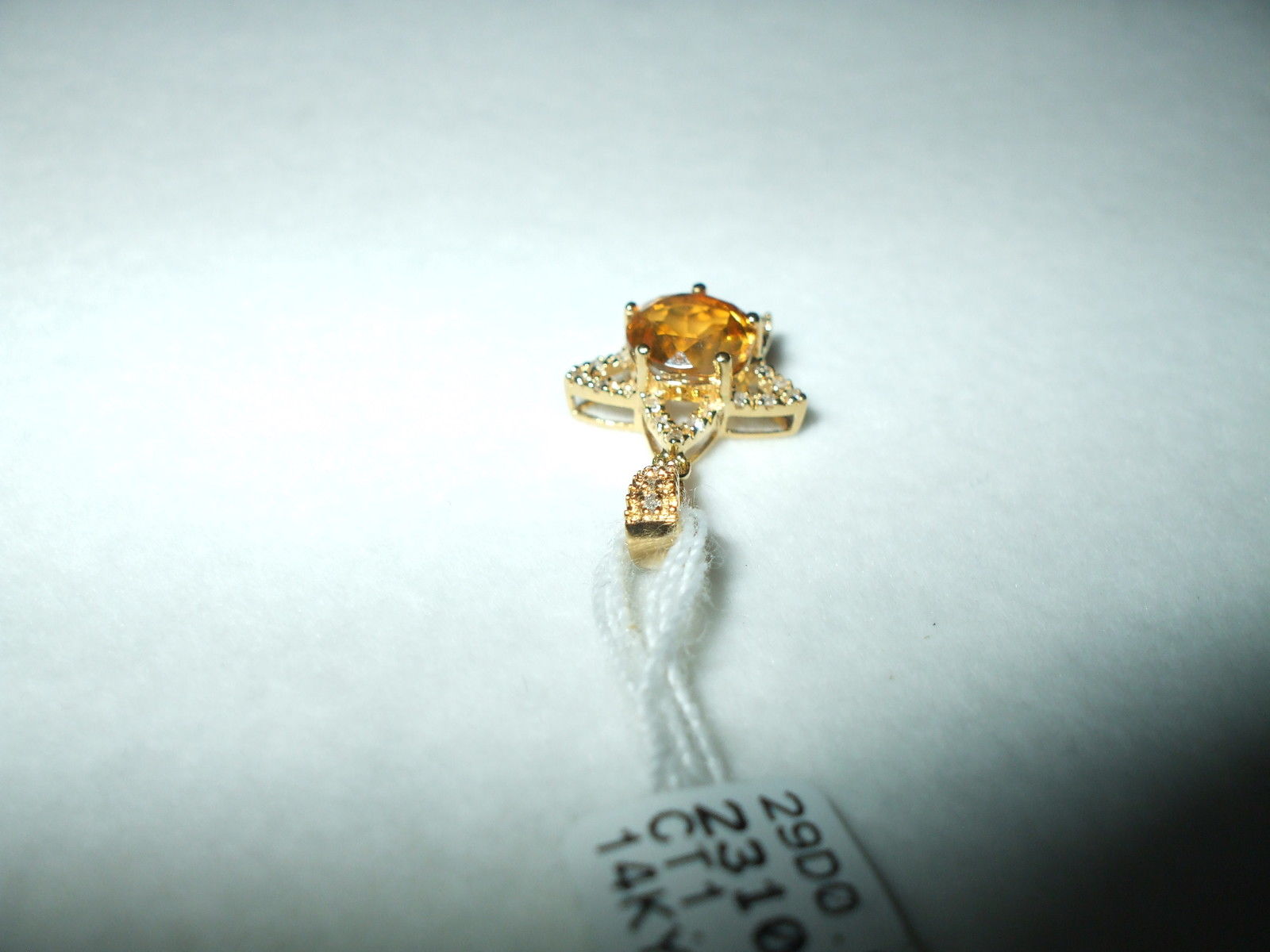Genuine 1.13 ct. Citrine and Diamond 14K yellow gold Pendant NWT $490