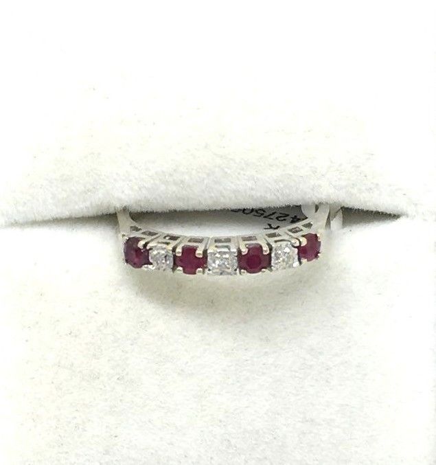 14K white gold and Genuine Ruby & Diamond Ring $520 NWT Size 6 1/4