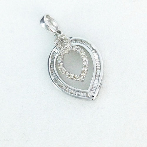 18k White Gold & Genuine Diamond Pendant NWT $624