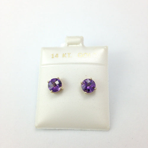 Genuine Amethyst Earrings 7mm 2.3 cttw 14K Yellow Gold NWT $511
