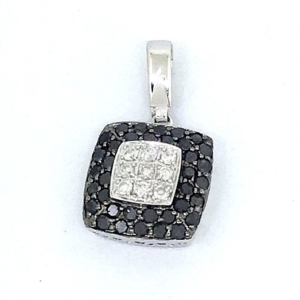 Genuine Black & White Diamond Pendant 14K white gold NWT $900