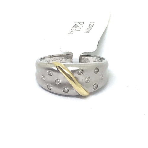 14K Two Tone yellow and white gold Genuine Diamond Ring  $770 NWT Size 7