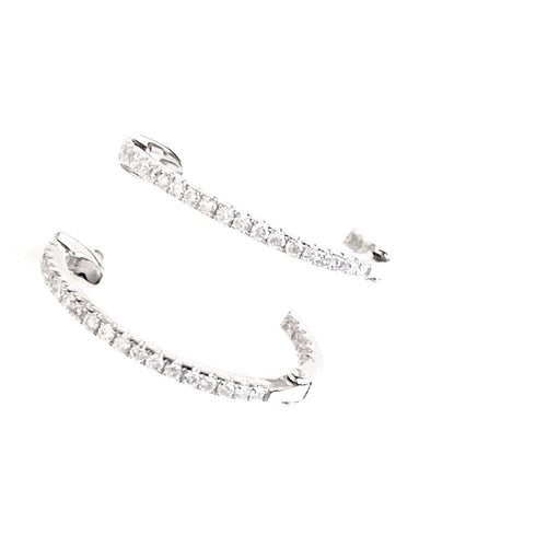 Genuine .35 cttw Diamond Hoop Earrings 18K white gold NWT $1400