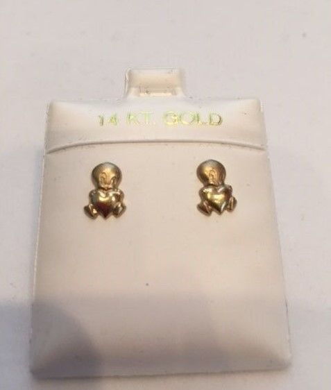 14K yellow gold Children's earrings- screw back retail $90