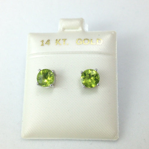 Genuine Peridot Earrings 7mm 2.8 cttw 14K White Gold NWT $706