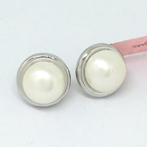 14K White Gold 10mm Genuine Freshwater Pearl Stud Earrings $580