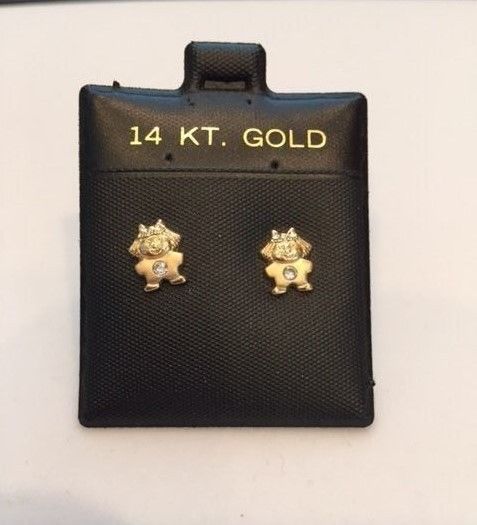 14K yellow gold little girl Children's earrings- screw back retail $90