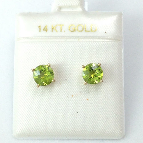 Genuine Peridot Earrings 7mm 2.8 cttw 14K Yellow Gold NWT $692