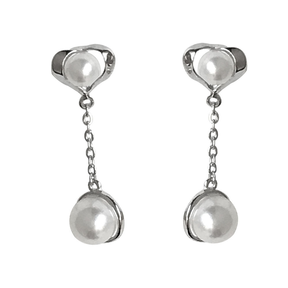 Cultured Pearl Drop Earrings 4-6 mm 14K white gold $280