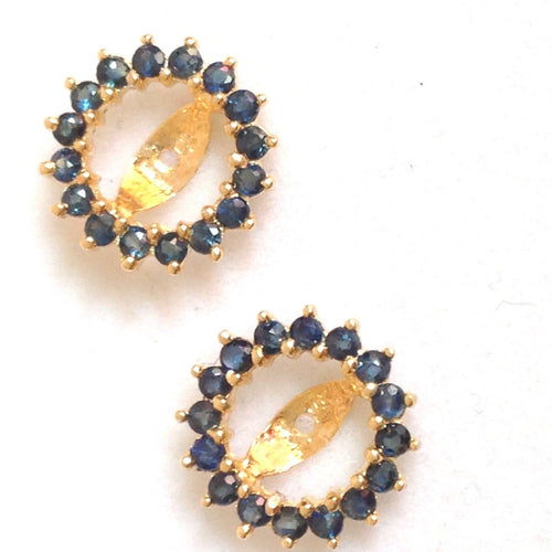 Genuine Blue Sapphire Earring Jackets 1.24 cttw 14K yellow gold NWT $590