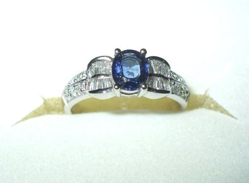 Genuine 1.11 ct Sapphire & Diamond Ring 18K white gold $2520 NWT