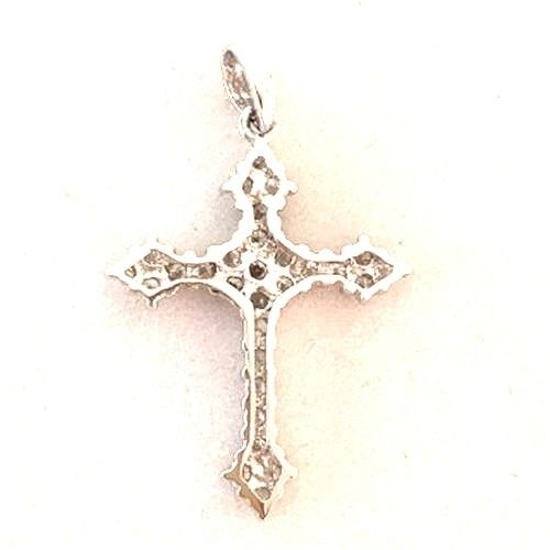 14k White Gold & Genuine Brilliant Diamond Cross Pendant NWT $1175