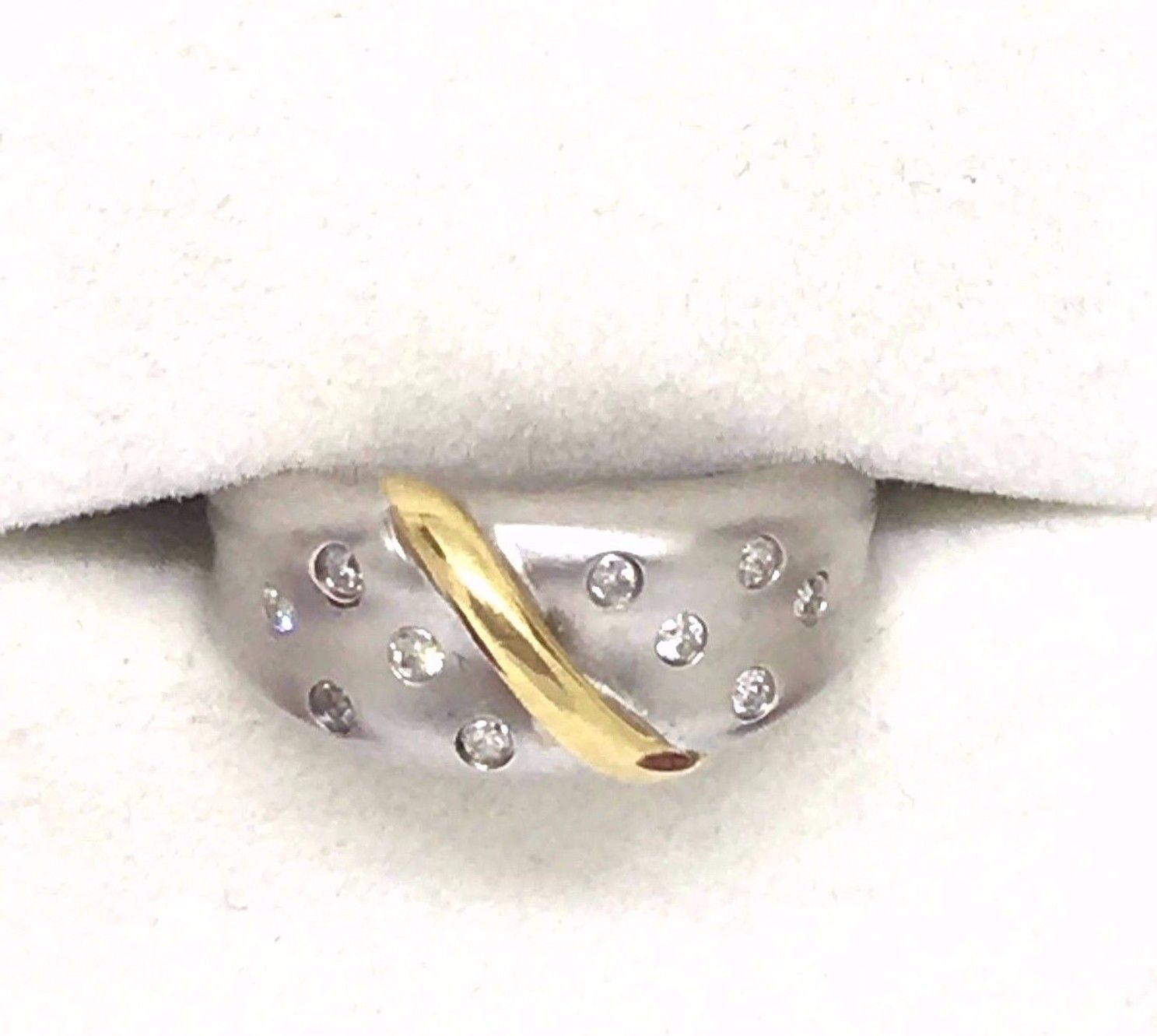 14K Two Tone yellow and white gold Genuine Diamond Ring  $770 NWT Size 7