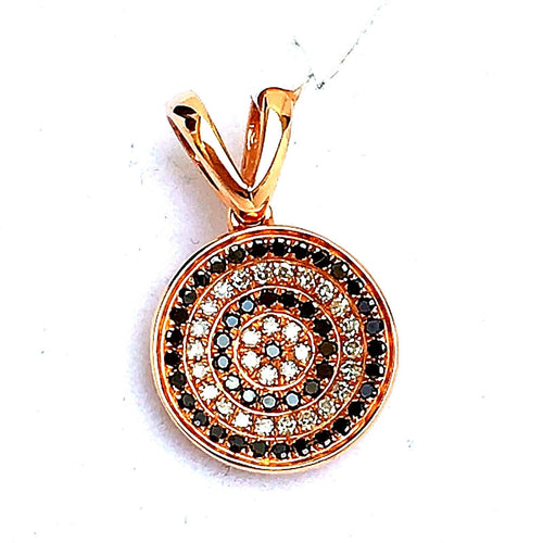 14k Rose Gold Pendant with Genuine Black & White Diamonds NWT $900