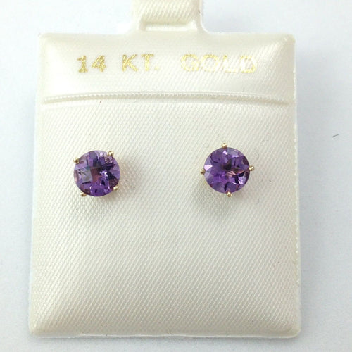 Genuine Amethyst Earrings 6mm 1.5 cttw 14K Yellow Gold NWT $390