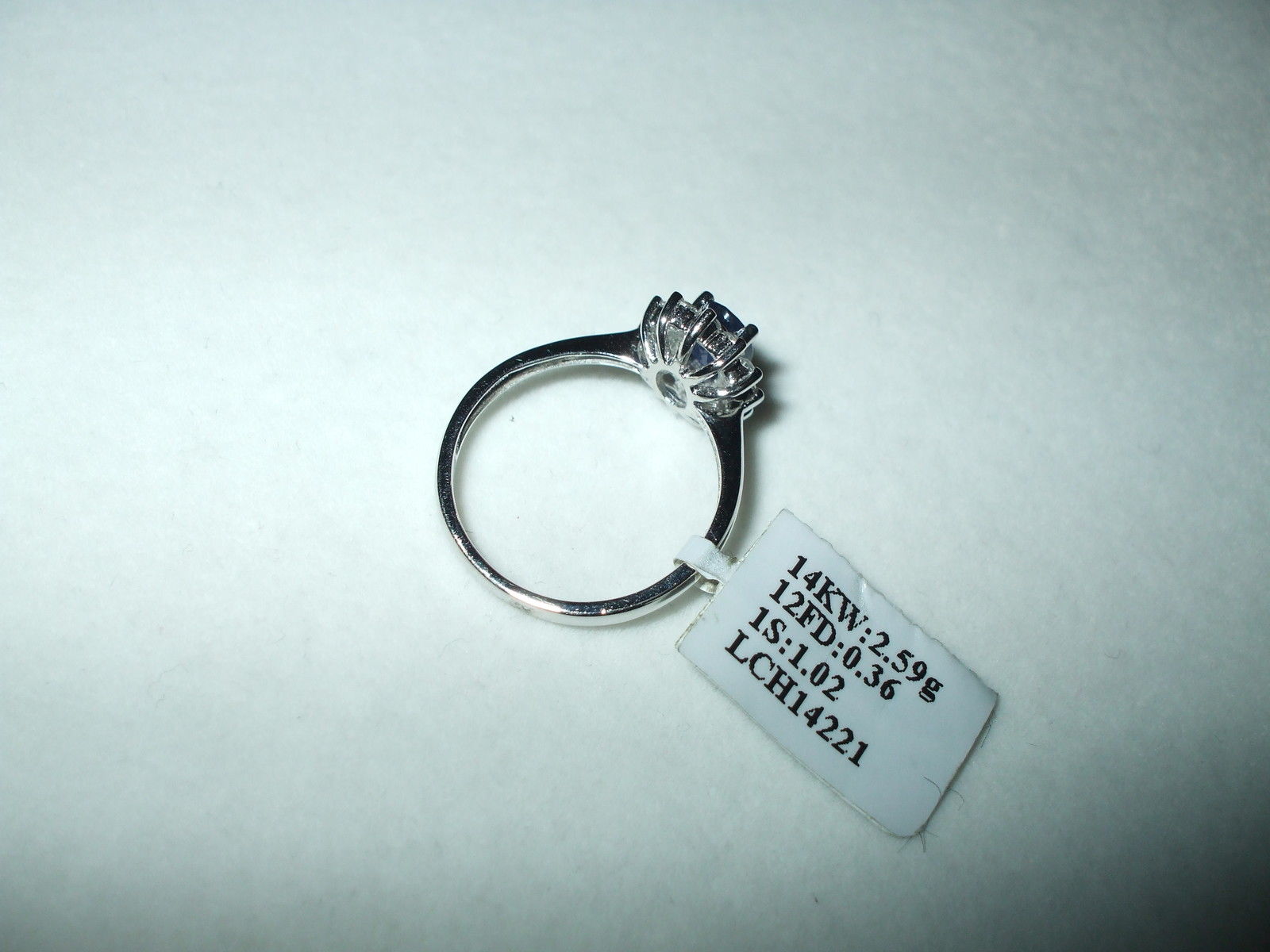 Genuine 1.02 ct Blue Sapphire & Diamond Ring 14K white gold $1050 NWT
