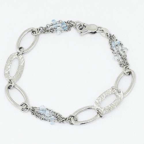 Genuine 14K White Gold & Aquamarine Bracelet 5.7 gr., 7 inches $630 NWT