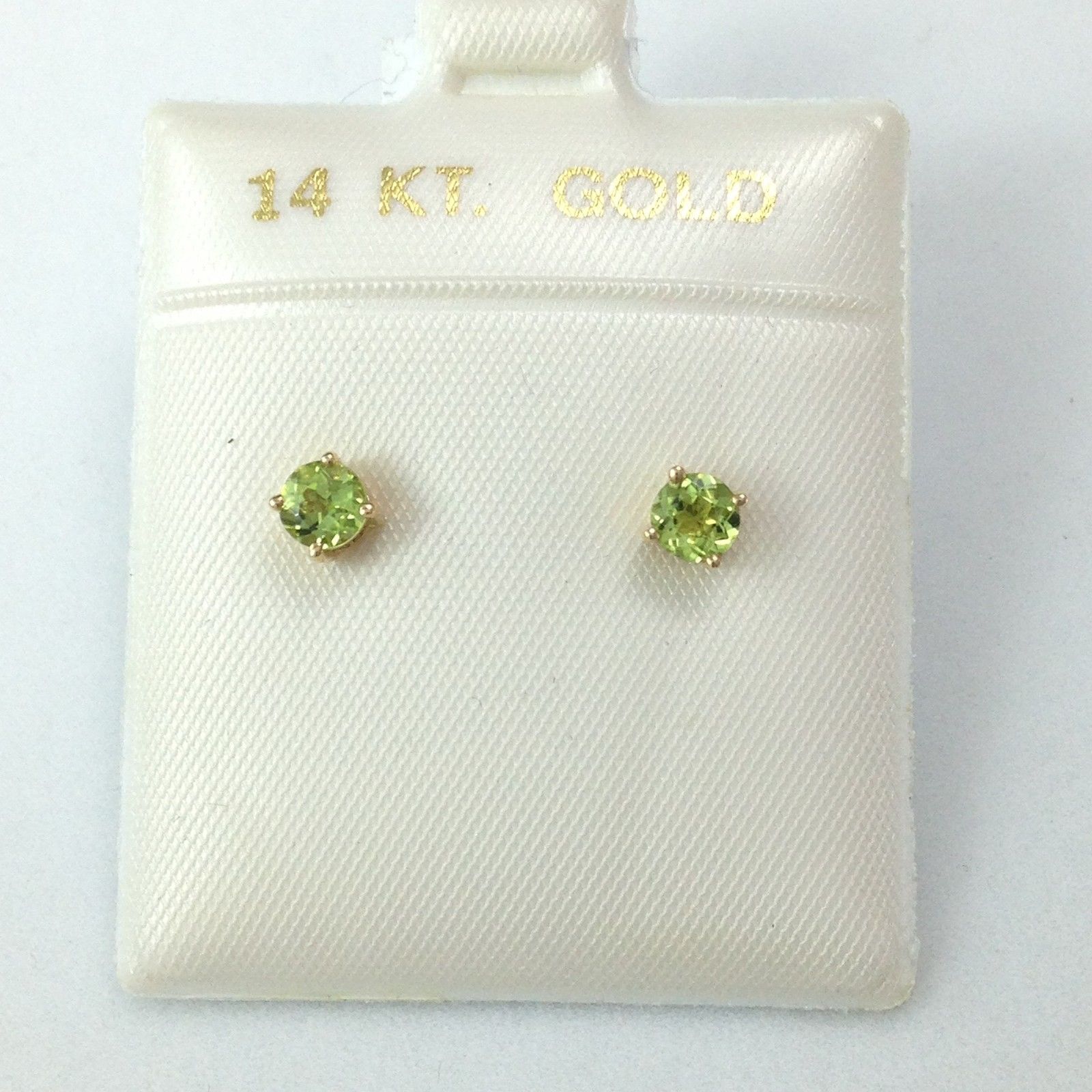 Genuine Peridot Earrings 4mm 0.8 cttw 14K Yellow Gold  NWT $344