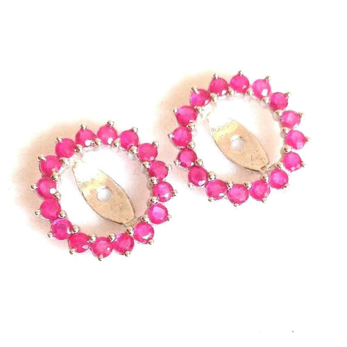 Genuine Ruby Earring Jackets 1.07 cttw 14K white gold NWT $400