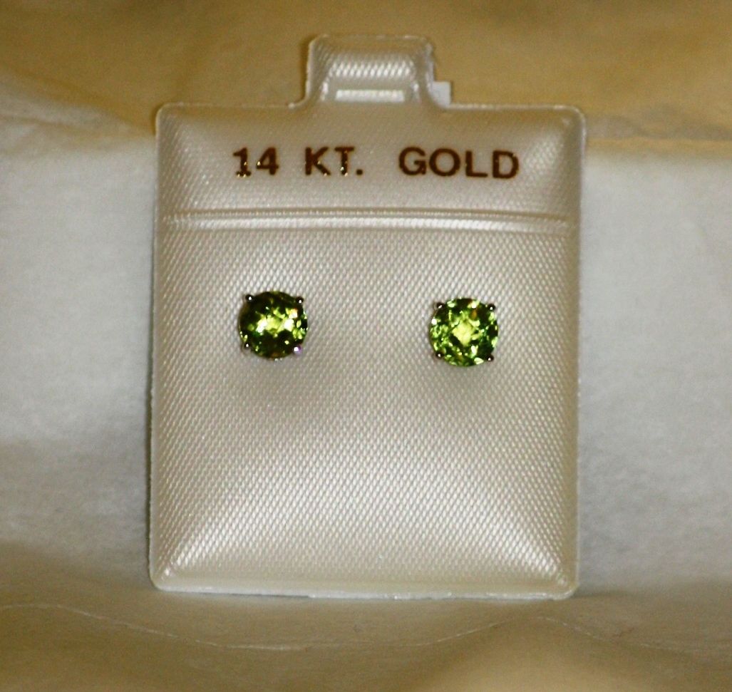 Genuine Peridot Earrings 1.9 cttw 6 mm 14K white gold $380