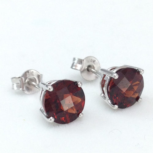 Genuine Garnet 3.1 cttw 7mm 14K white gold Earrings NWT $525