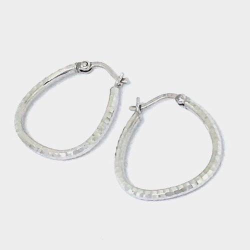 14K White Gold Diamond Cut Hoop Earrings 1.4 grams of gold, NWT $280