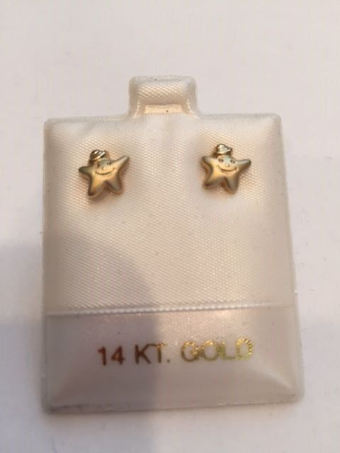 14K yellow gold Smiling Stars Children's earrings- retail $80