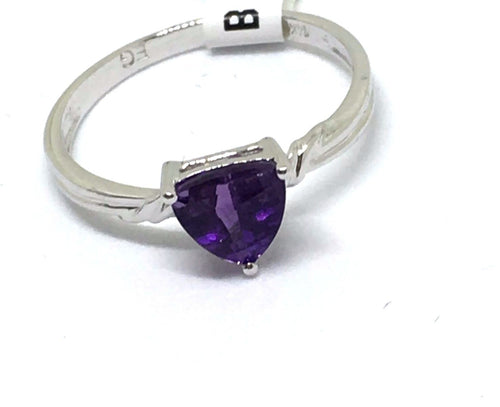 Genuine .65 ct Amethyst Ring 14K white gold NWT $500 Size 6 1/2