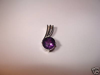 Genuine 1.8 ct Amethyst pendant 14K white gold NWT $600