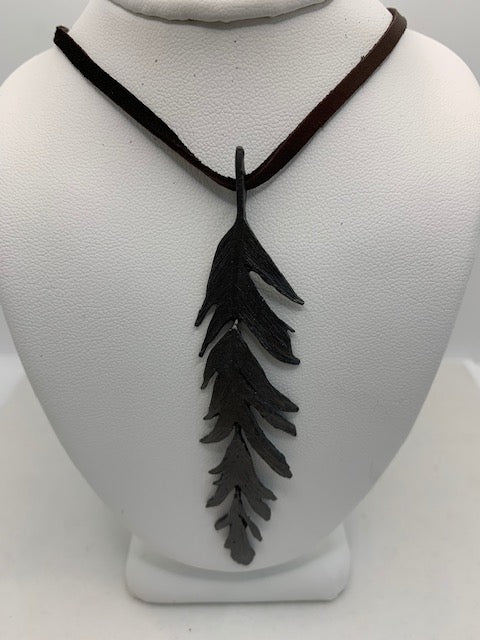 Michael Michaud Retired Feather Leather Cord Pendant Necklace 9007 BZGM Retail Price $79