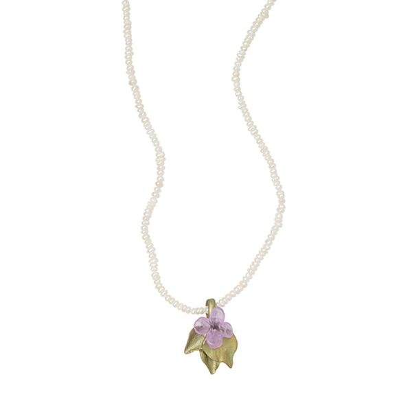 Michael Michaud for Silver Seasons Lilac & Pearl Chain Necklace 9105 Retail $148