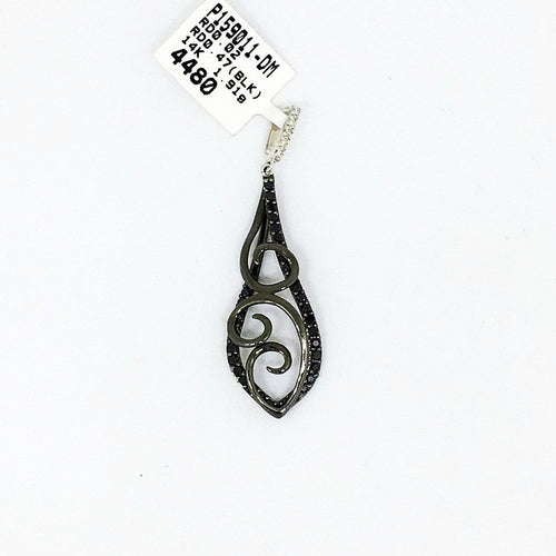 14K White Gold & Black Rhodium .49 cttw Genuine Diamond Pendant NWT $1036