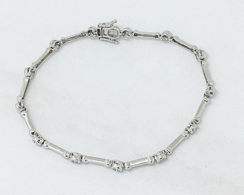 14K White Gold Genuine Diamond Bracelet 0.26 cttw 7 inches 6.4 gr NWT $1047