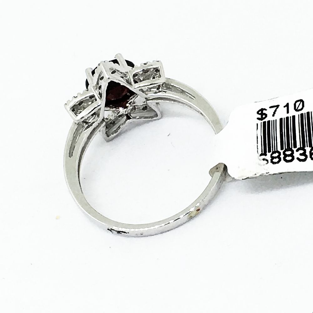 Genuine 1.63 ct Garnet & Diamond Ring 14K White Gold $710 NWT