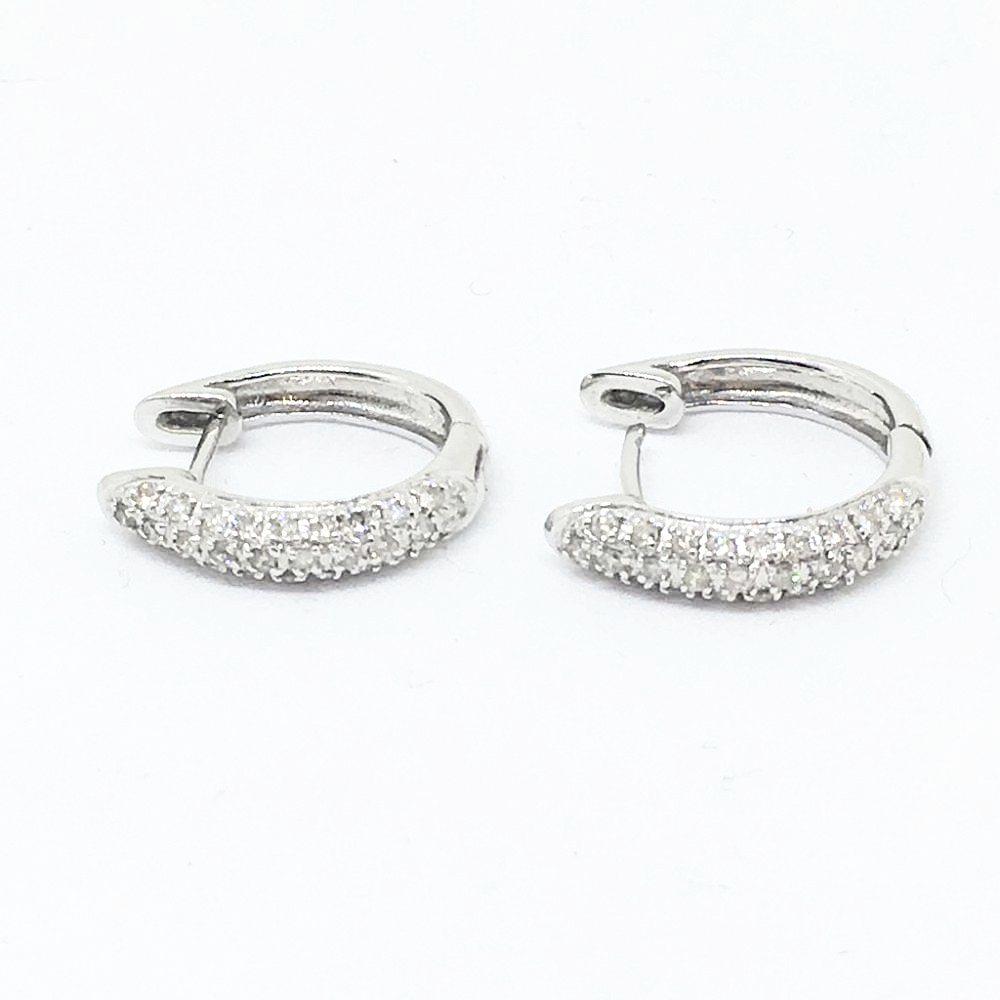14K White Gold Genuine Diamond Hoop Earrings NWT $1036