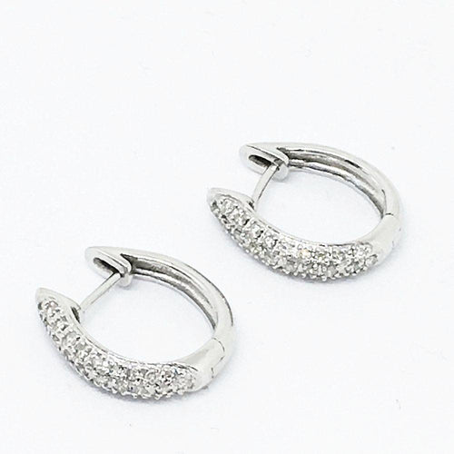 14K White Gold Genuine Diamond Hoop Earrings NWT $1036