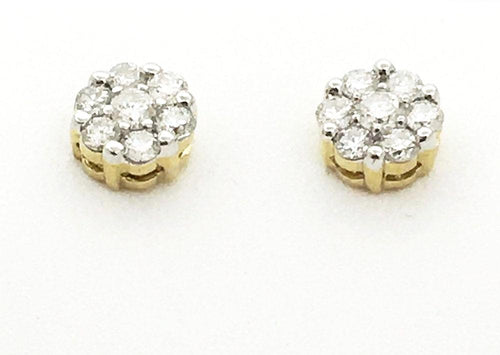 14K Yellow Gold 0.5 cttw Genuine Diamond Post Earrings NWT $1145