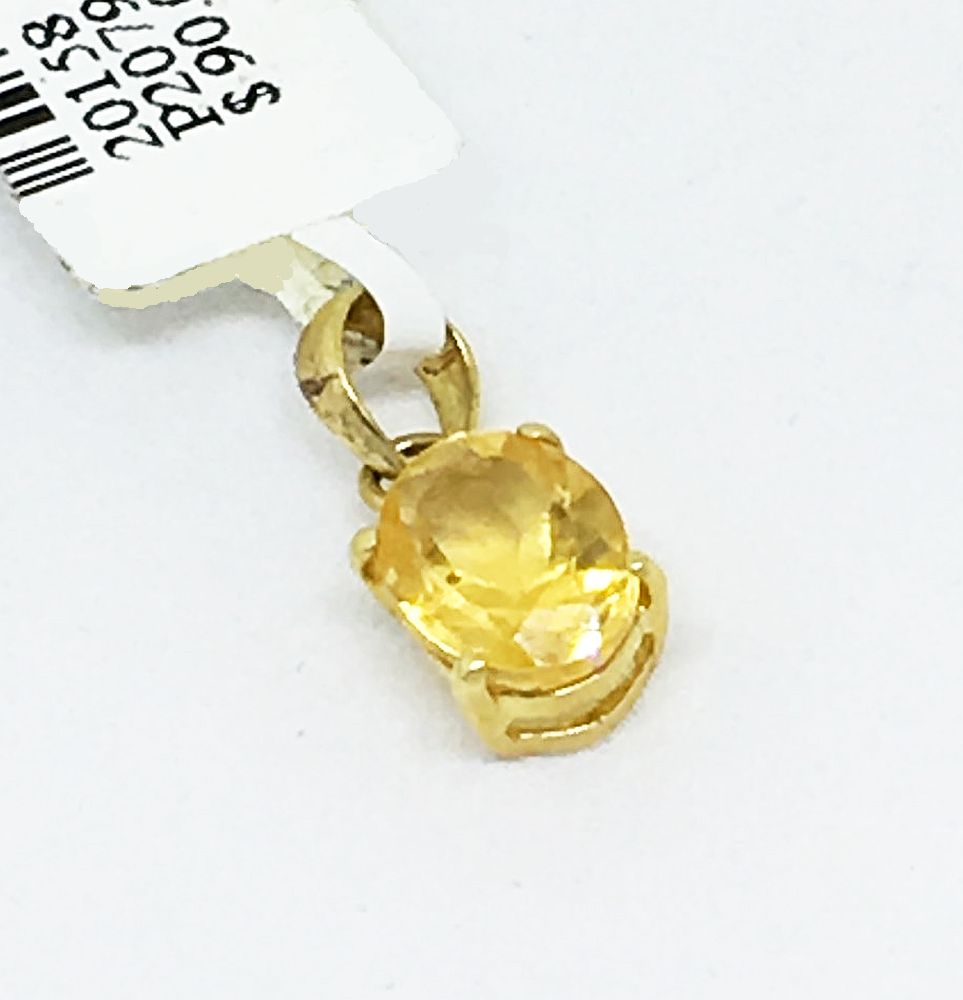 14K Yellow Gold & Genuine 1.10 ct. Citrine Pendant NWT $90