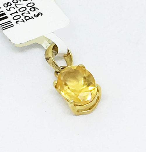 14K Yellow Gold & Genuine 1.10 ct. Citrine Pendant NWT $90